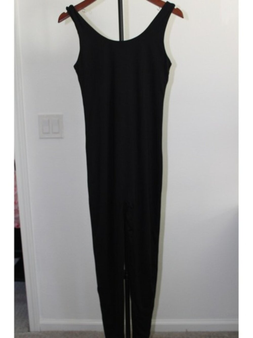 Poshdivah Black Sleeveless Bodysuit Jumpsuit Unitard Small Maternity Friendly